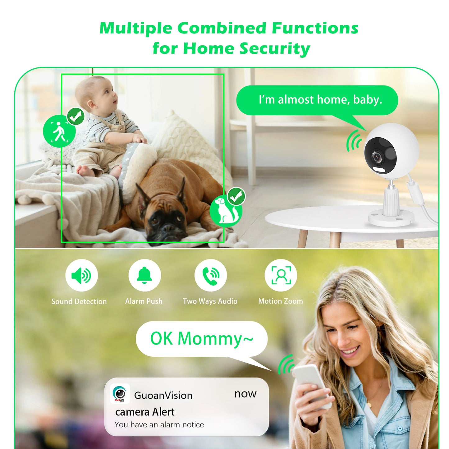 5G/2.4G Indoor/Outdoor Security Camera for Baby Monitor, Indoor Camera for Dog/Cat/Pet/Nanny/Baby/Elder, IP66 Waterproof, 3 Night Vision, Motion Detection, SD/Cloud