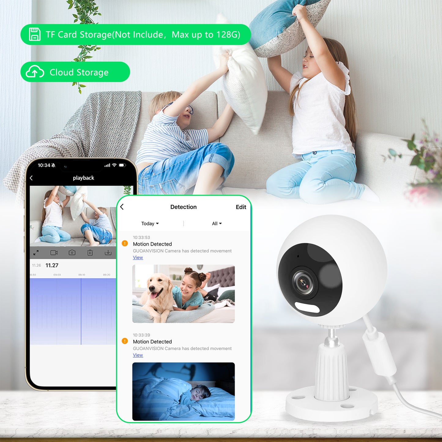 5G/2.4G Indoor/Outdoor Security Camera for Baby Monitor, Indoor Camera for Dog/Cat/Pet/Nanny/Baby/Elder, IP66 Waterproof, 3 Night Vision, Motion Detection, SD/Cloud