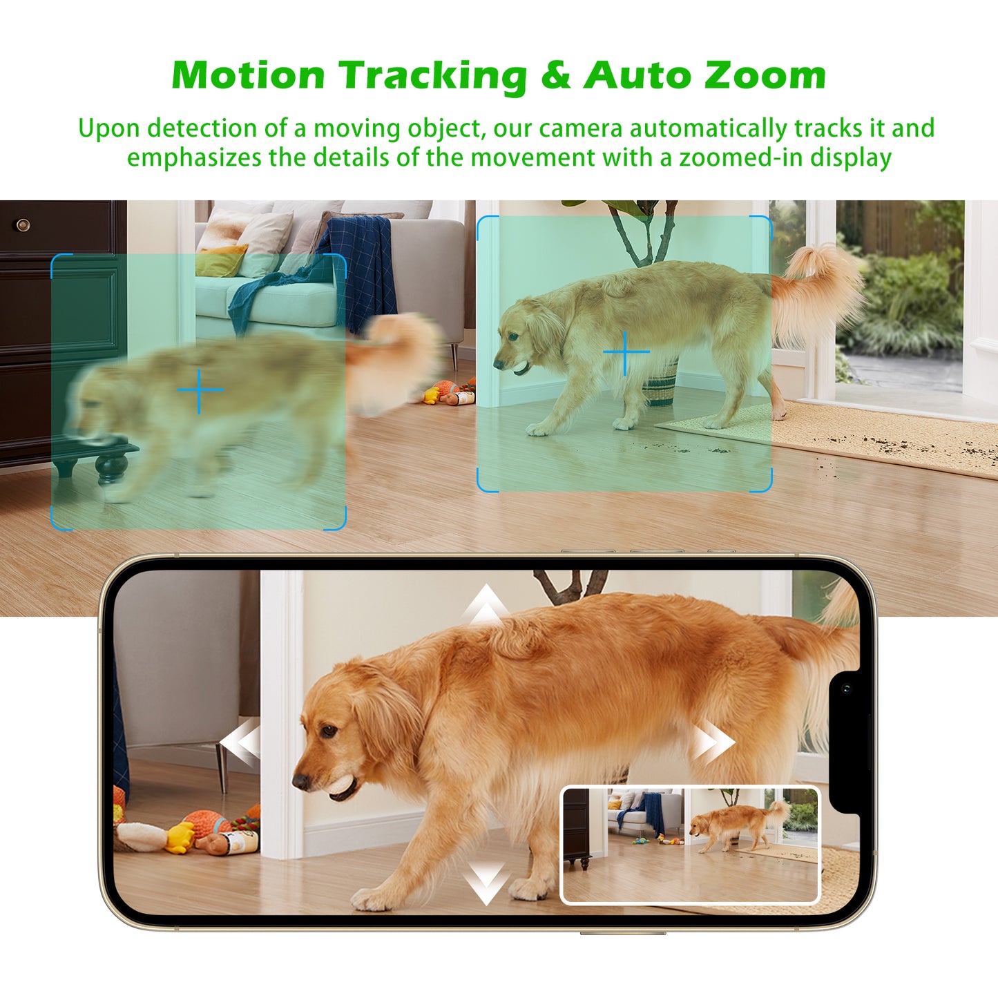 Indoor Pan/Tilt Security Camera, 5G WiFi Home Cameras for Baby Monitor/Pet Camera, Auto-Focus and Zoom, Motion Detection, 2-Way Audio, Siren, Night Vision, Cloud & SD Card Storage