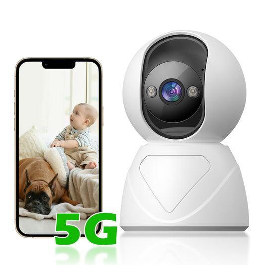 Indoor Pan/Tilt Security Camera, 5G WiFi Home Cameras for Baby Monitor/Pet Camera, Auto-Focus and Zoom, Motion Detection, 2-Way Audio, Siren, Night Vision, Cloud & SD Card Storage