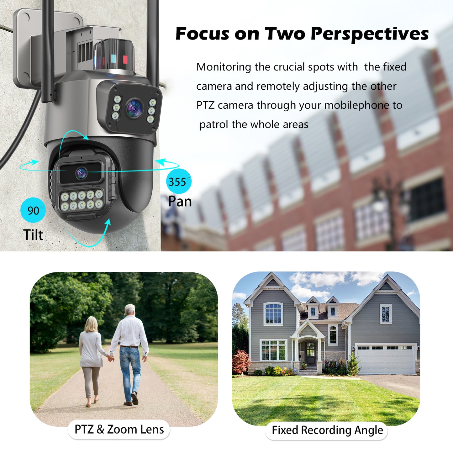 6MP Security Camera Outdoor, Dual Lens Outside Cameras for Home Security with Cord, IP66 Waterproof, AI Tracking, Light Alarm, Color Night, 2-Way Talk, 24/7 Record,SD/Cloud