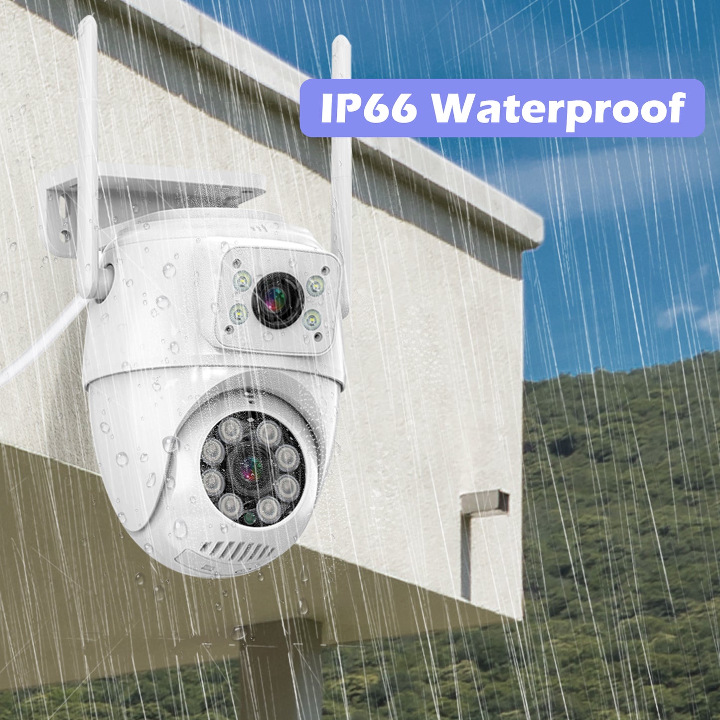 【Dual Lens Linkage】 Wireless Security Cameras Outdoor, 6MP WiFi PTZ Security Camera,360°View,IP66 Waterproof,Human Detection&Tracking,Light Alarm,Night Vision,24/7 Record