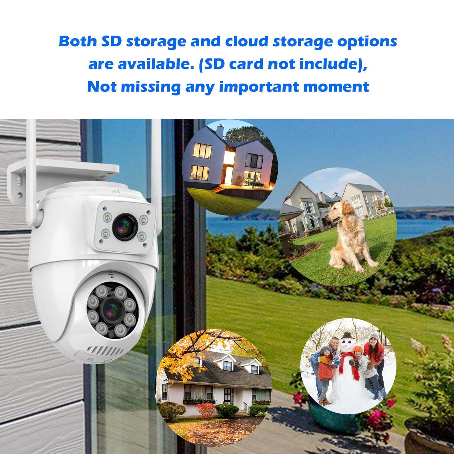 【Dual Lens Linkage】 Wireless Security Cameras Outdoor, 6MP WiFi PTZ Security Camera,360°View,IP66 Waterproof,Human Detection&Tracking,Light Alarm,Night Vision,24/7 Record