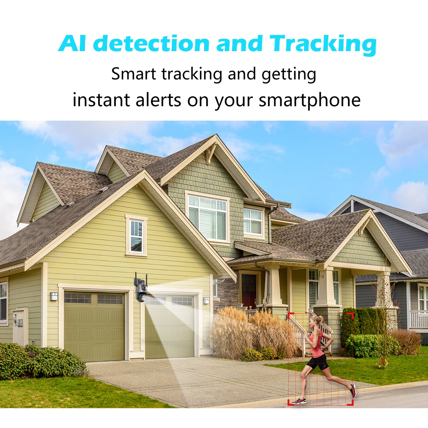 6MP Security Camera Outdoor, Dual Lens Outside Cameras for Home Security with Cord, IP66 Waterproof, AI Tracking, Light Alarm, Color Night, 2-Way Talk, 24/7 Record,SD/Cloud