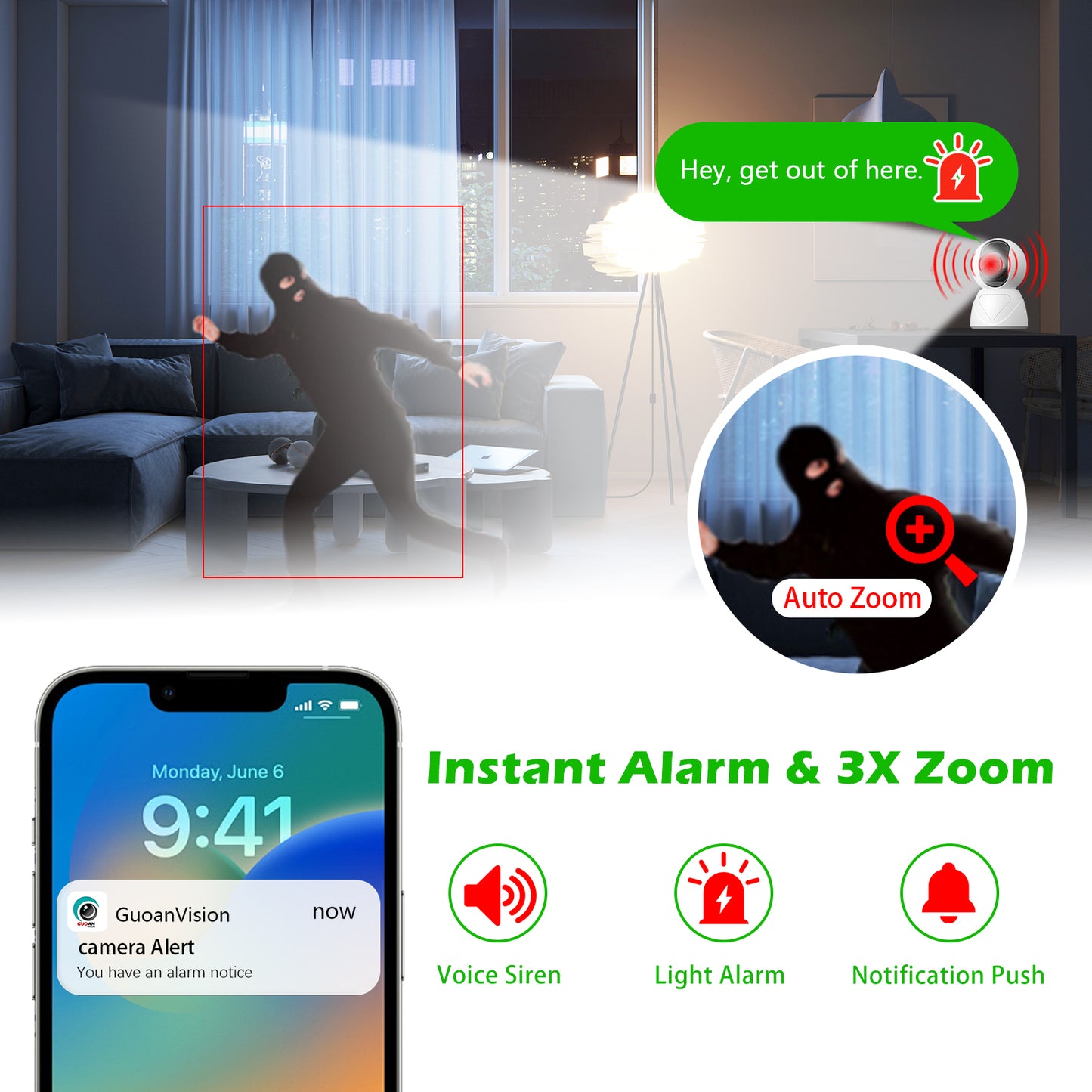 Indoor Pan/Tilt Security Camera, 5G WiFi Home Cameras for Baby Monitor/Pet Camera, Auto-Focus and Zoom, Motion Detection, 2-Way Audio, Siren, Night Vision, Cloud & SD Card Storage